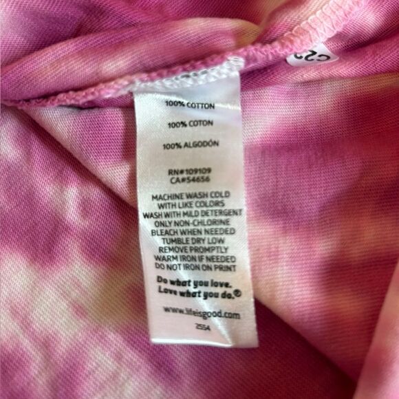 Life Is Good Pink Tie Dye Super Mom Crusher Tee Short Sleeve Womens Medium NEW - Picture 5 of 10